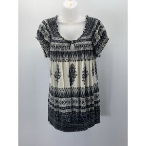 Cato Women’s Top Shirt Blouse Size 18/20 Black Short Sleeve Stretch Pullover